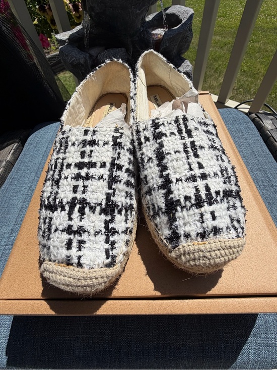 Karl Lagerfeld Shoes - KARL LAGERFELD Black & White Tweed Espadrille Flats